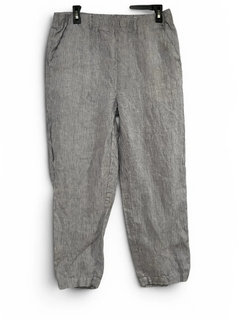 Quince 100% European Linen Micro Striped Capri Pants Sz M